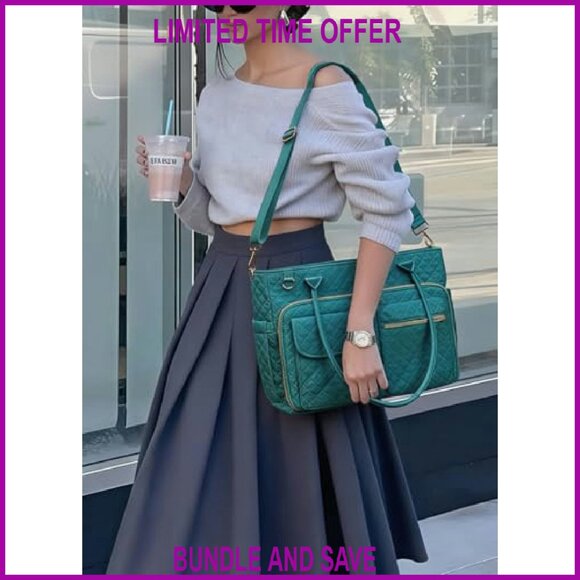 Large Convertible Tote Bag with Laptop Compartment & Insulated Pockets - Picture 3 of 8